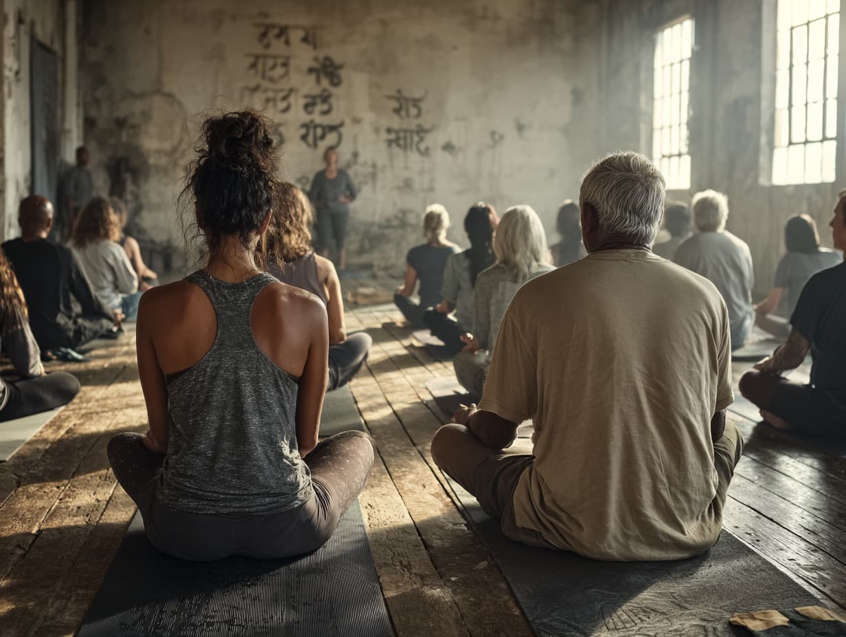 Person in peaceful meditation pose representing yoga and mindfulness practice